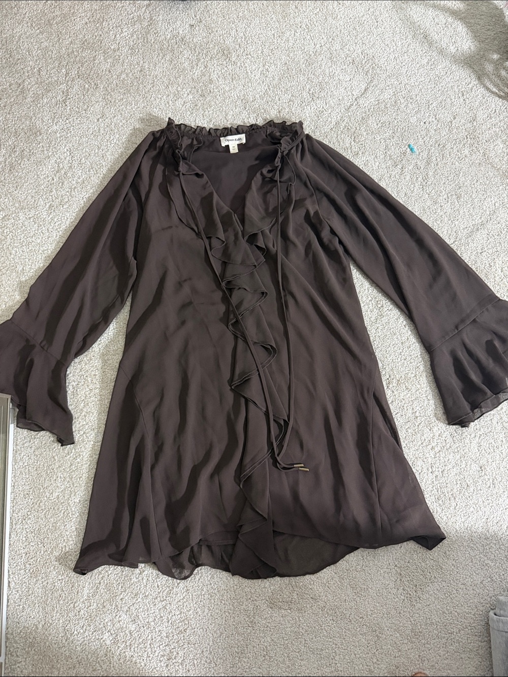 Open Edit Ruffle Chiffon Shift Dress - Picture 3 of 7